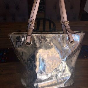 Metallic gold Michael Kors shoulder tote